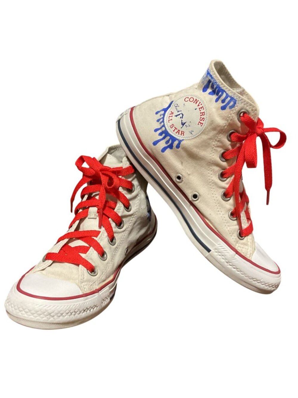 VTG Chuck Taylor Converse All Stars Sz 5M-7W White DIY Painting New Laces